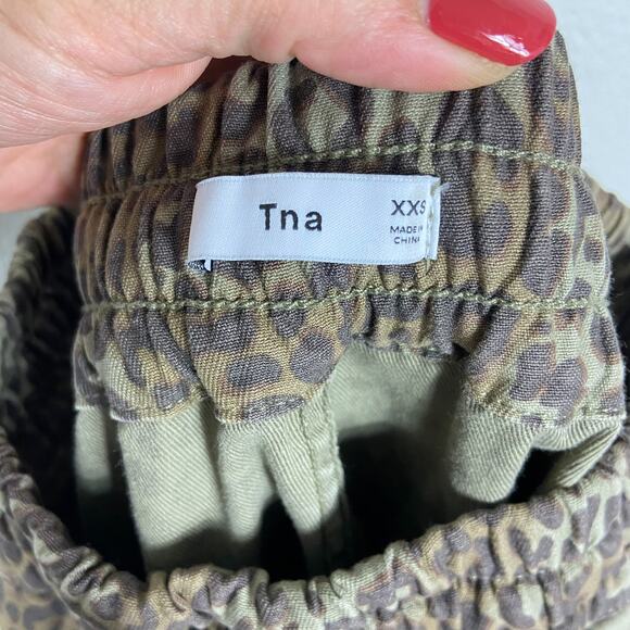Aritzia Tna Alix Pants Size XXS Leopard Print Joggers Brown Cotton Zip‎ Pockets - Picture 6 of 9